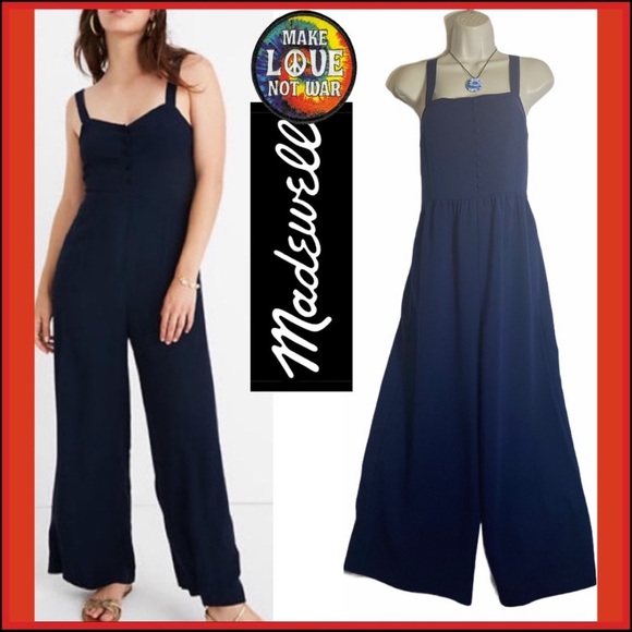MADEWELL WIDE-LEG JUMPSUIT NAVY Sz 2 - Picture 3 of 10
